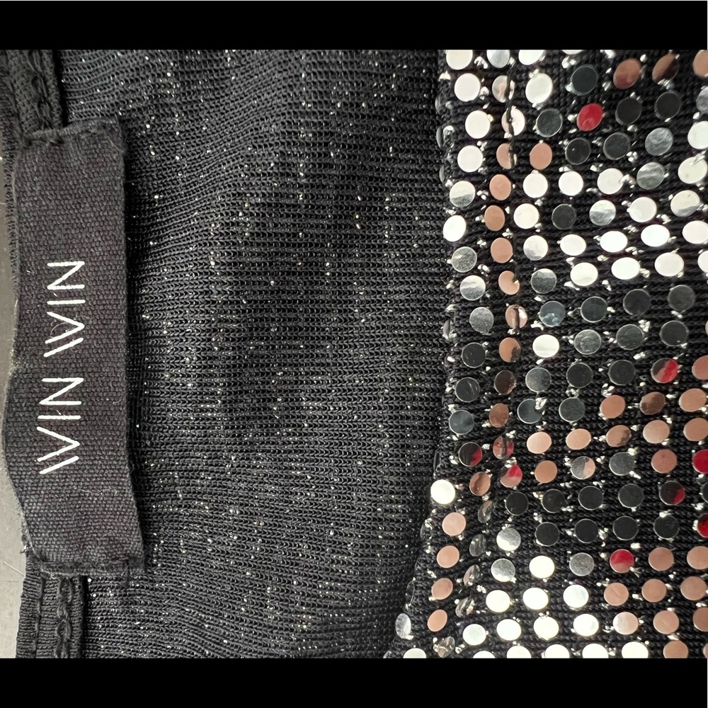 Vintage studio 54 Y2K silver black sparkle disco ball effect crop top S - Picture 6 of 6